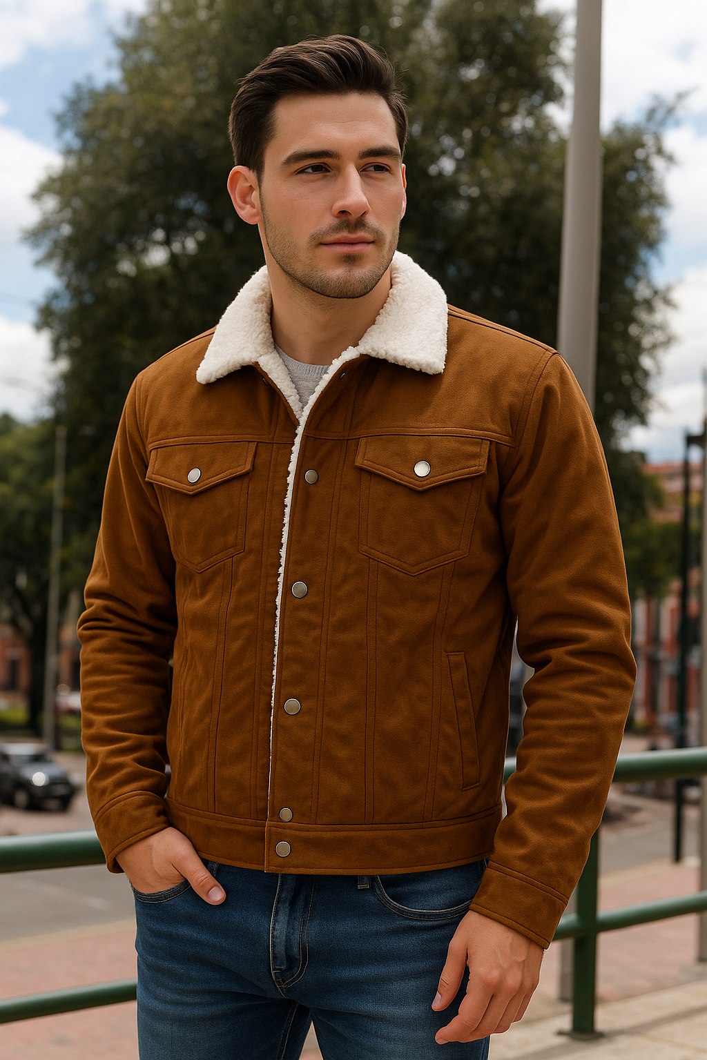 Chaqueta gamuza ovejera T21A Black Day